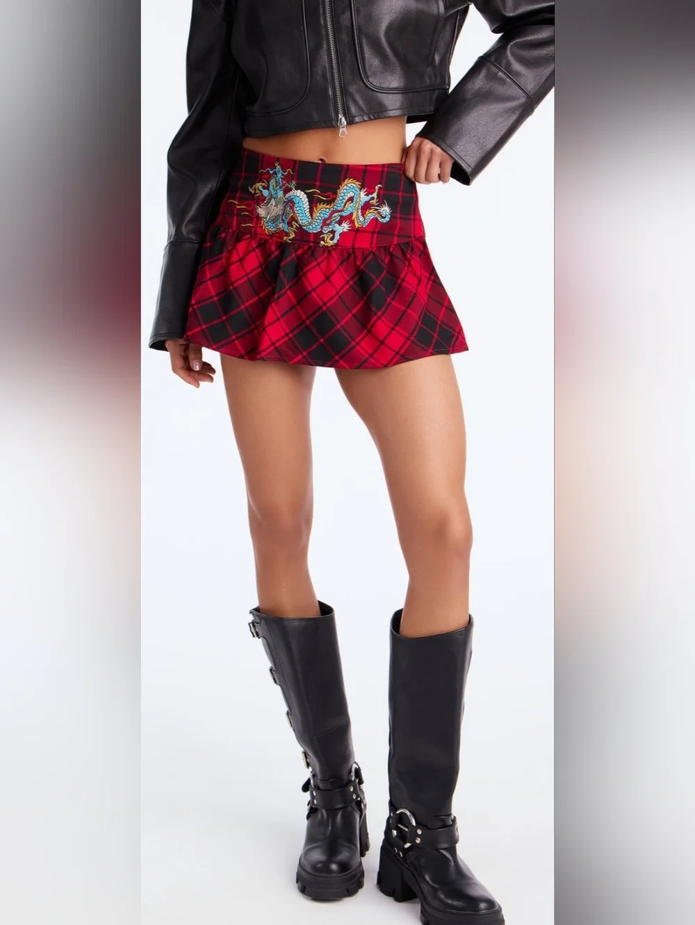 Ed Hardy Dragon Plaid Mini Skirt - Picture 3 of 9